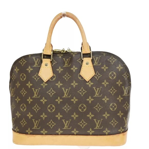 LOUIS VUITTON LV Logo Alma Hand Bag Monogram Leather Brown France M51130 35HB980 - Picture 9 of 16